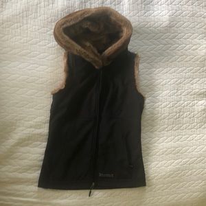 Marmot Vest with Fur Hood